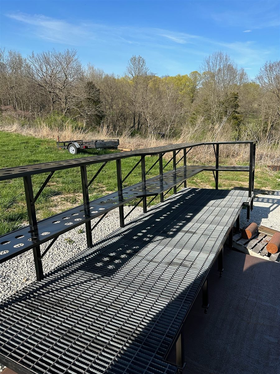 The tiered steel platform set up outdoors