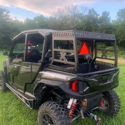Polaris General side by side with the custom cargo rack installed
