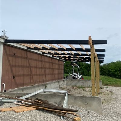 Steel beams installed on a building