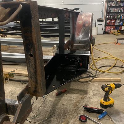 Trailer frame and ramp gate hinge during the build