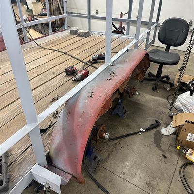 Trailer being rebuilt with new side rails